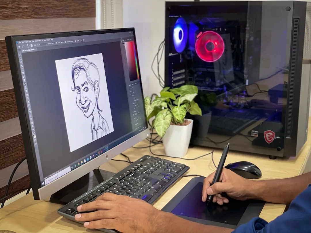 液晶タブレットでアニメ作画を行う中割り工程のイメージ