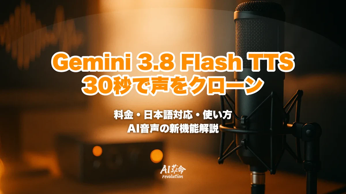 Gemini 3.8 Flash TTSとは?30秒で声をクローン・2,000種の音声・料金・日本語対応・使い方【2026年10月】