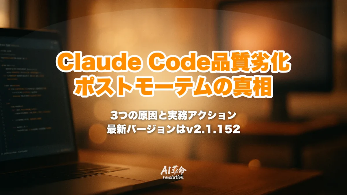 Claude Code 品質劣化の真相|Anthropic公式ポストモーテムで判明した3つの原因と今やるべきこと