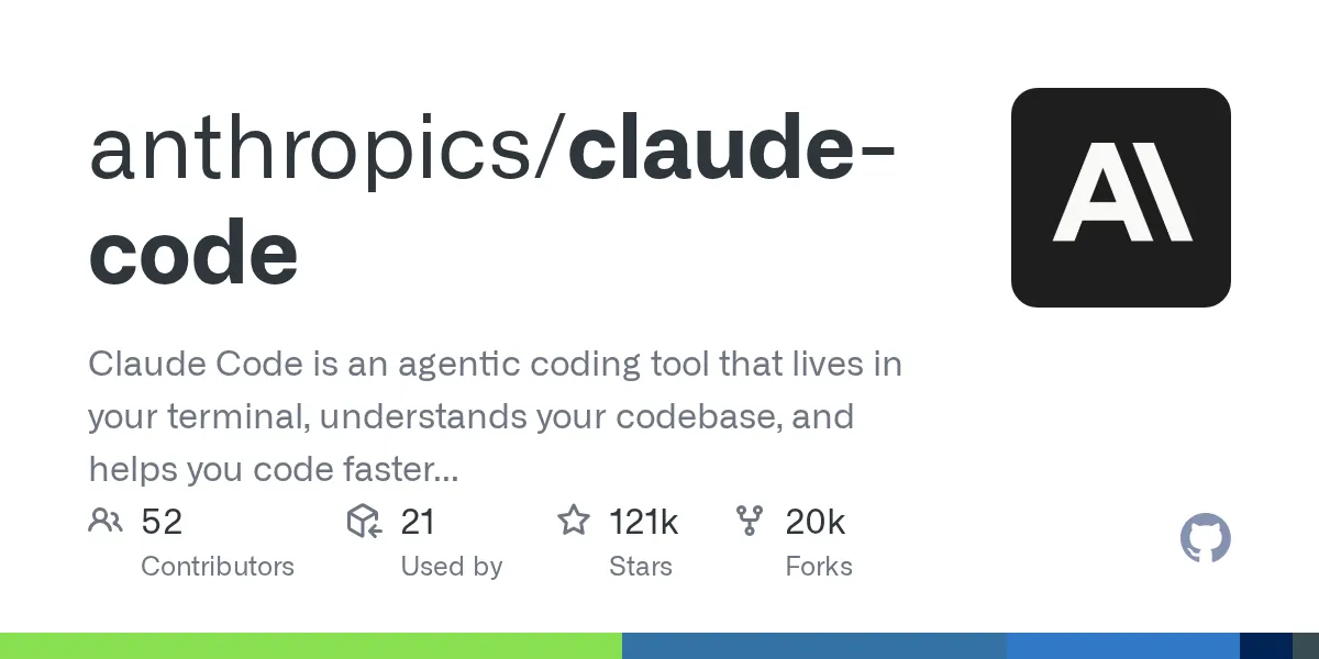 Anthropic公式GitHubリポジトリ anthropics/claude-code のOGPイメージ