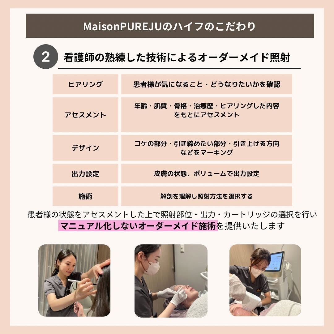 HIFUはどこでも同じ？｜Maison PUREJUのウルトラセルZiオーダーメイド照射3つのこだわり 画像3