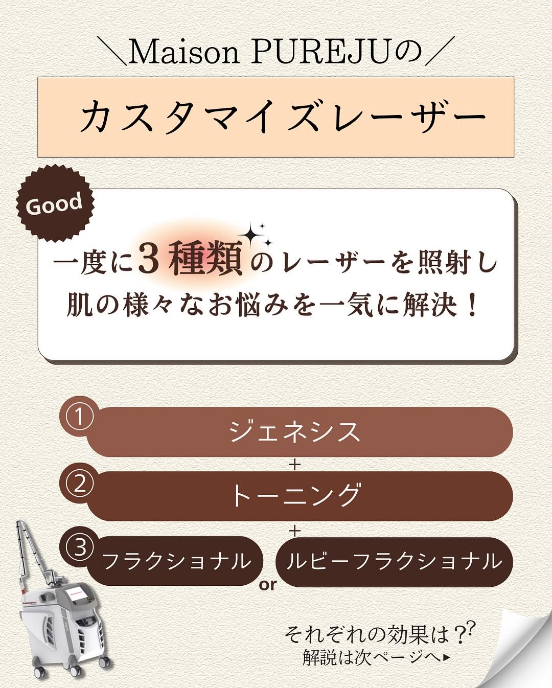 カスタマイズレーザーとは｜ジェネシス・トーニング・フラクショナルの3種組み合わせでシミ・くすみ・毛穴を一気に改善 画像2
