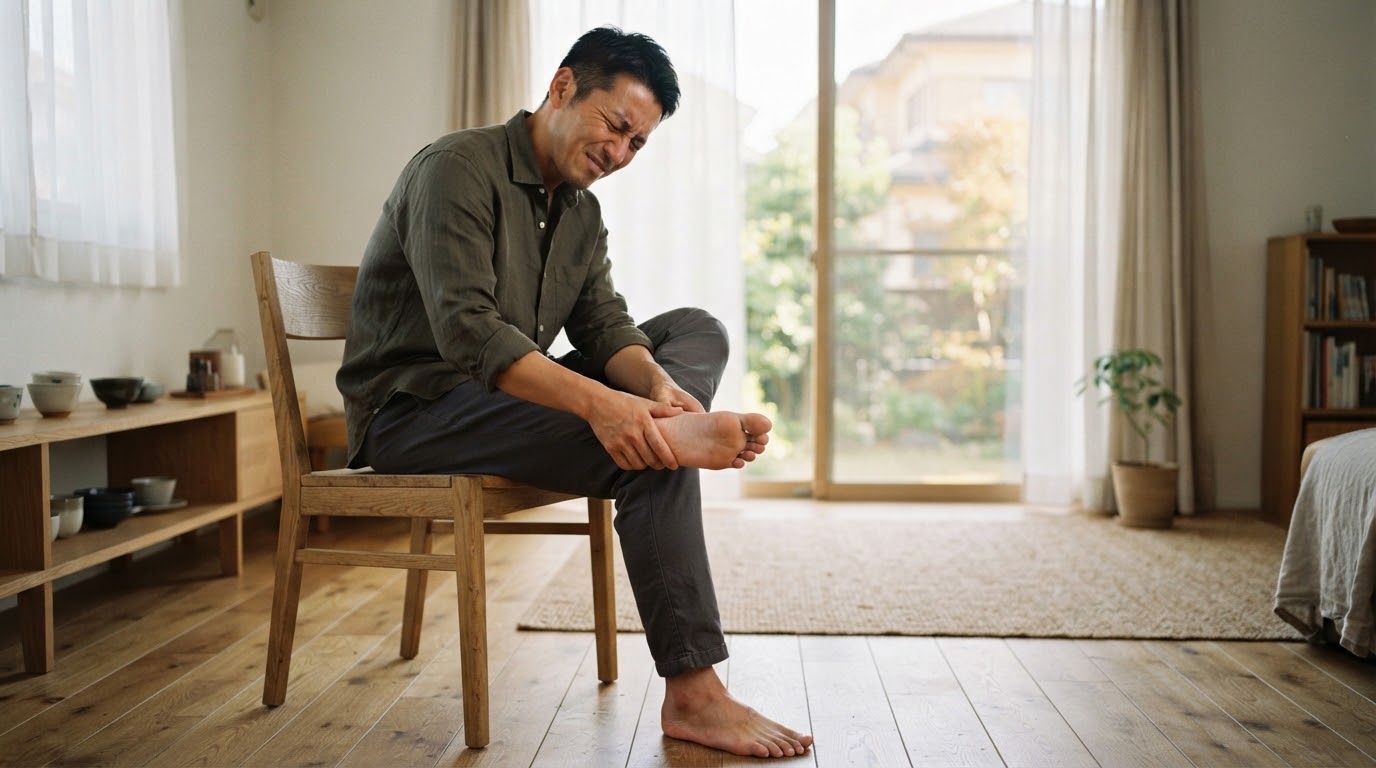 かかと・足裏の痛みに悩む男性