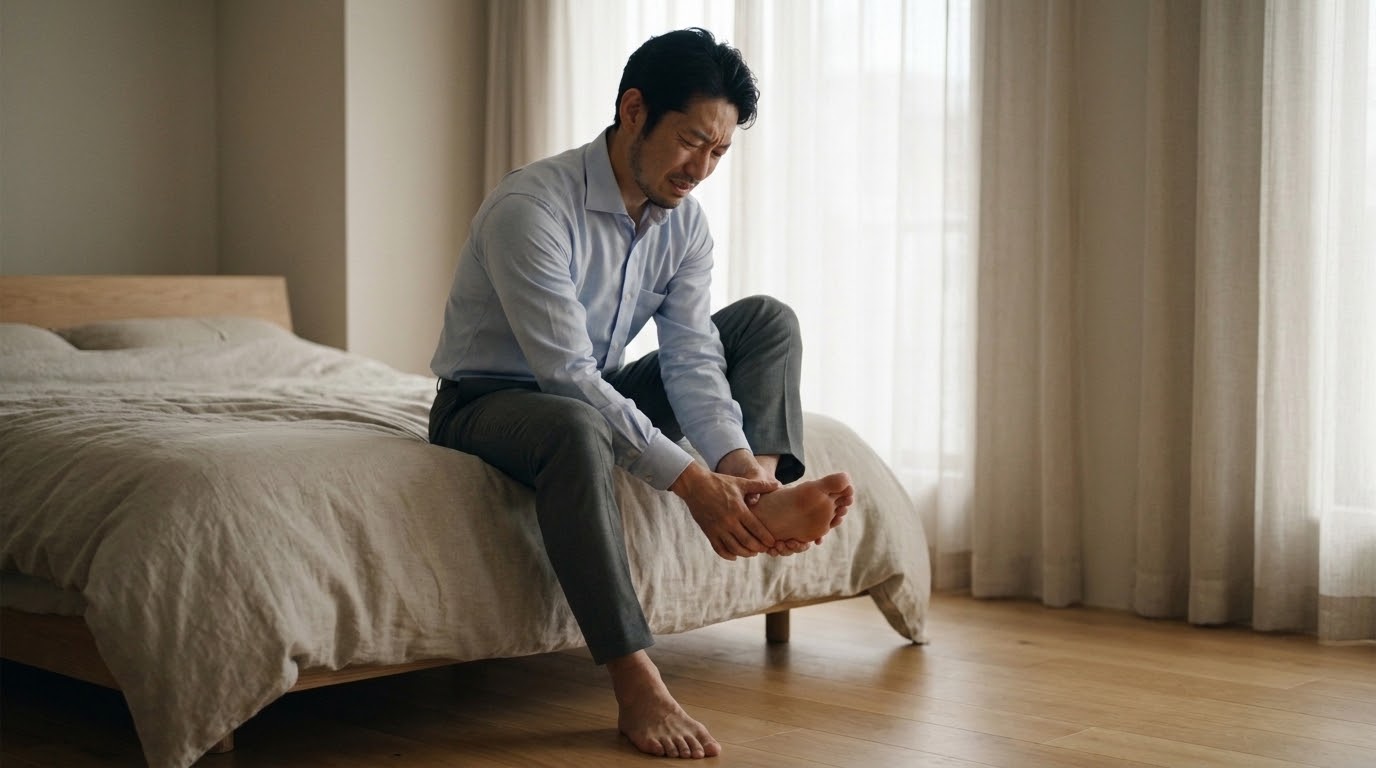 もも裏 硬いの対策に取り組む男性のイメージ