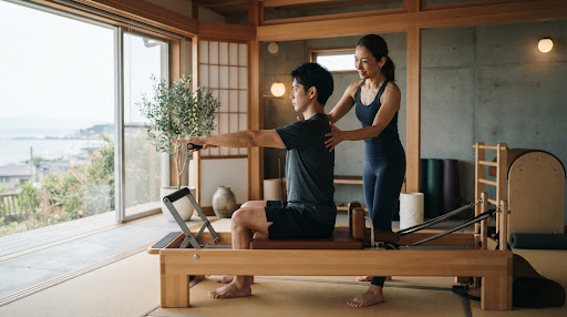 トレーナーが姿勢を丁寧にチェックしながら指導してくれる