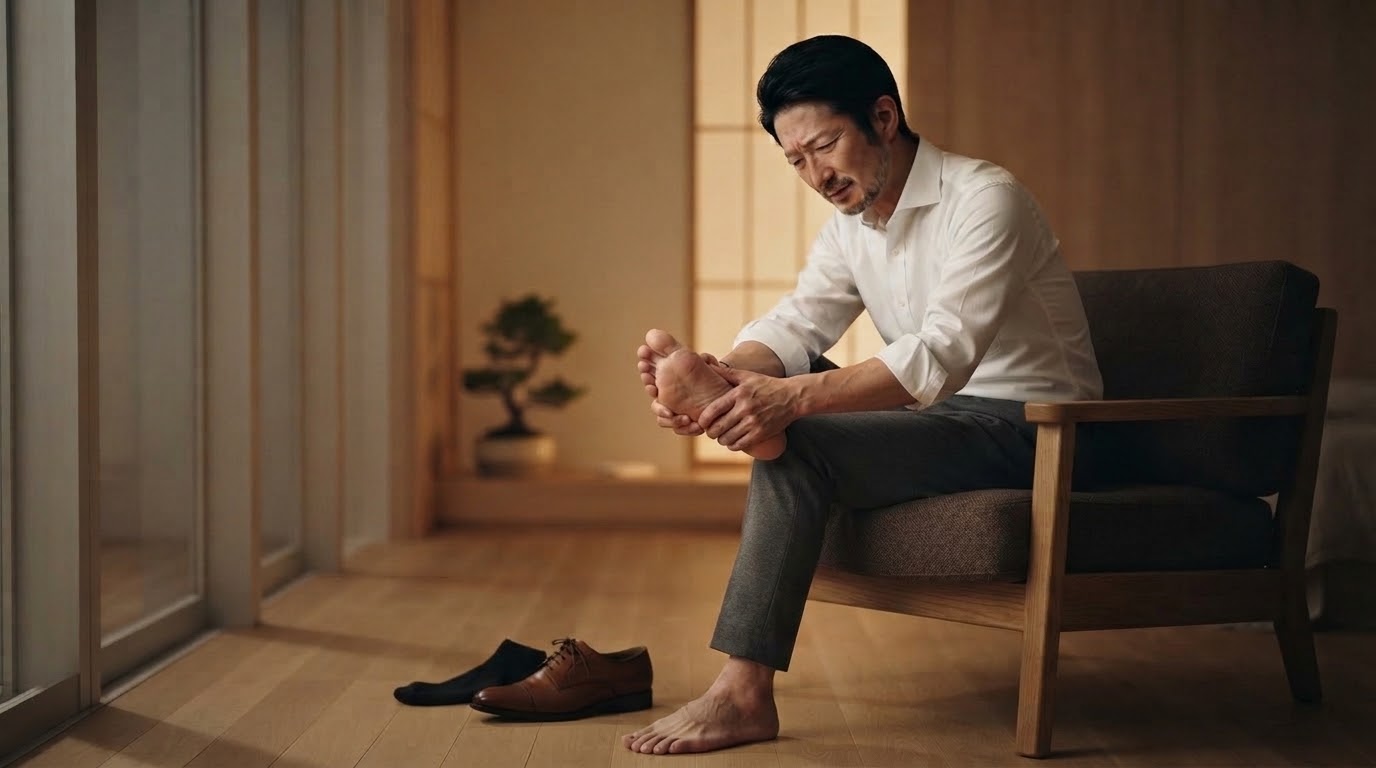ハイアーチに悩む男性