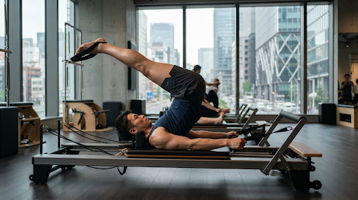 ビジネス街のスタジオで体幹を強化するトレーニング