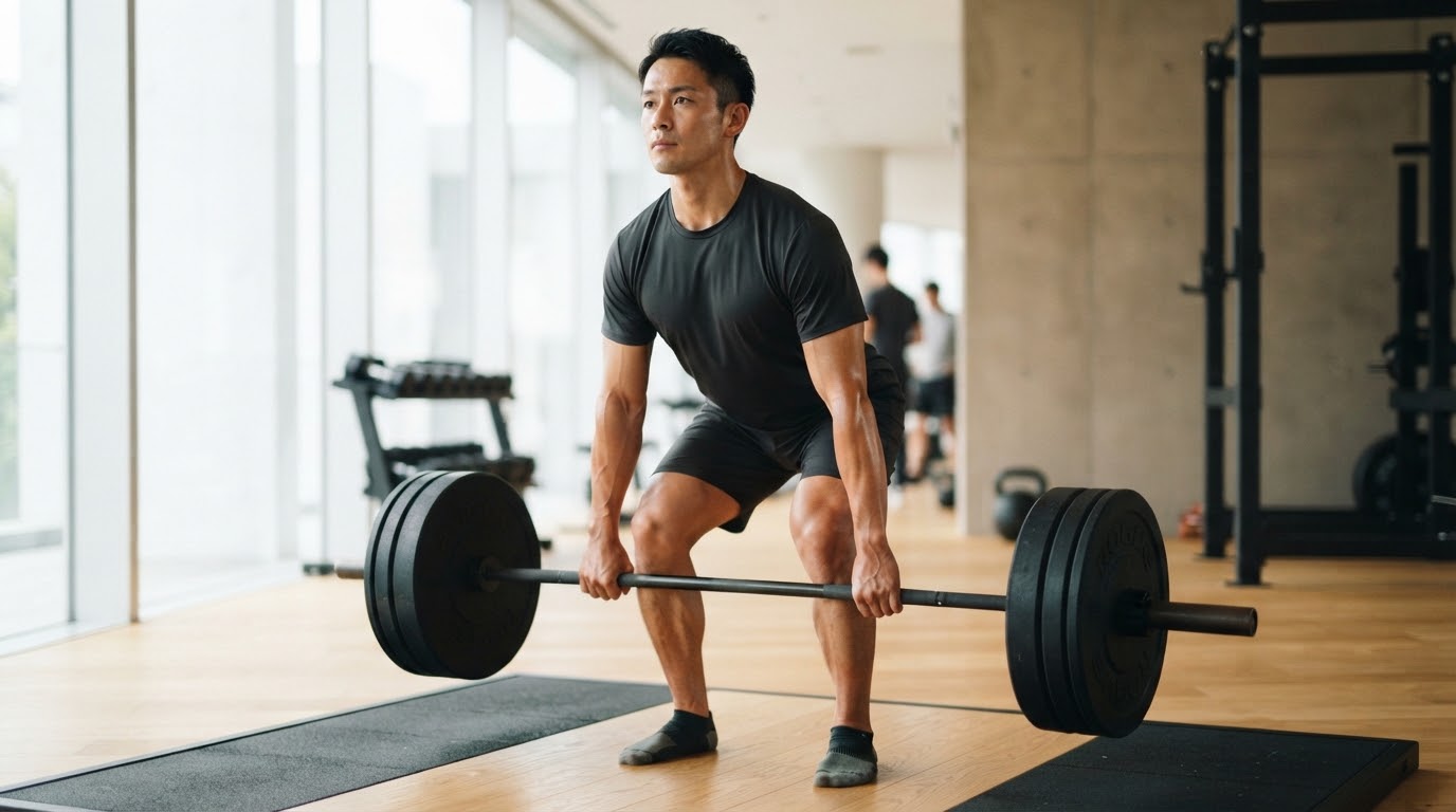 腰の不安なくトレーニングを続ける男性
