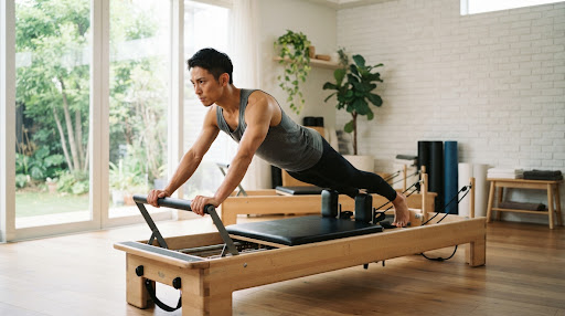 体幹強化を意識したトレーニングに励む男性