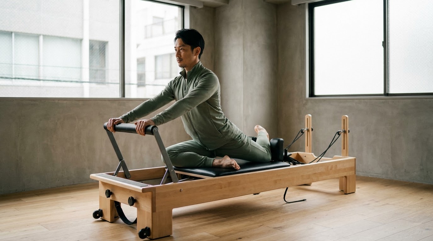 猫背改善のストレッチをする男性