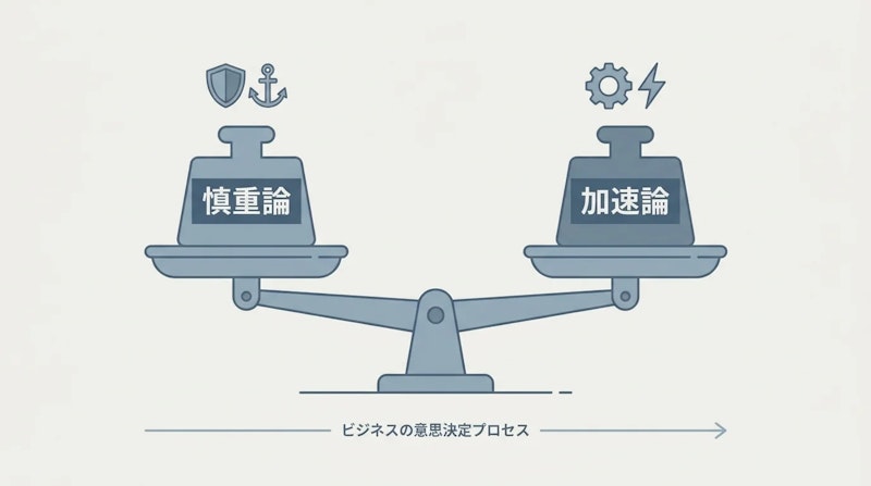 図1: 慎重論と加速論の対立構図