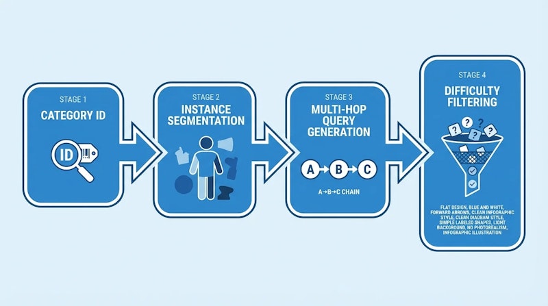 図1: HopChainの4段階データ合成パイプライン