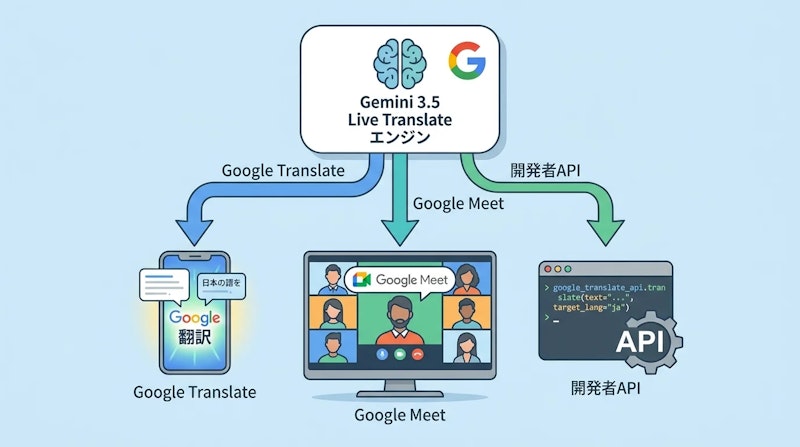 図1: Gemini 3.5 Live Translateの3つの展開経路