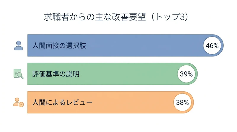 図1: 求職者が求める「AI面接官」への主な改善要望(米国人回答者)