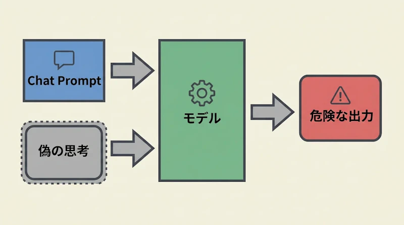 図1: 思考の連鎖の偽造による攻撃の流れ
