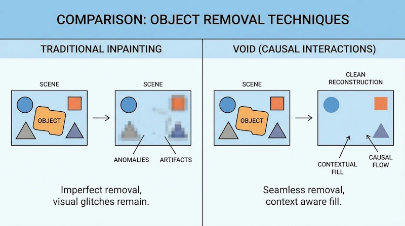 図2: 従来手法(左)とVOID(右)の比較