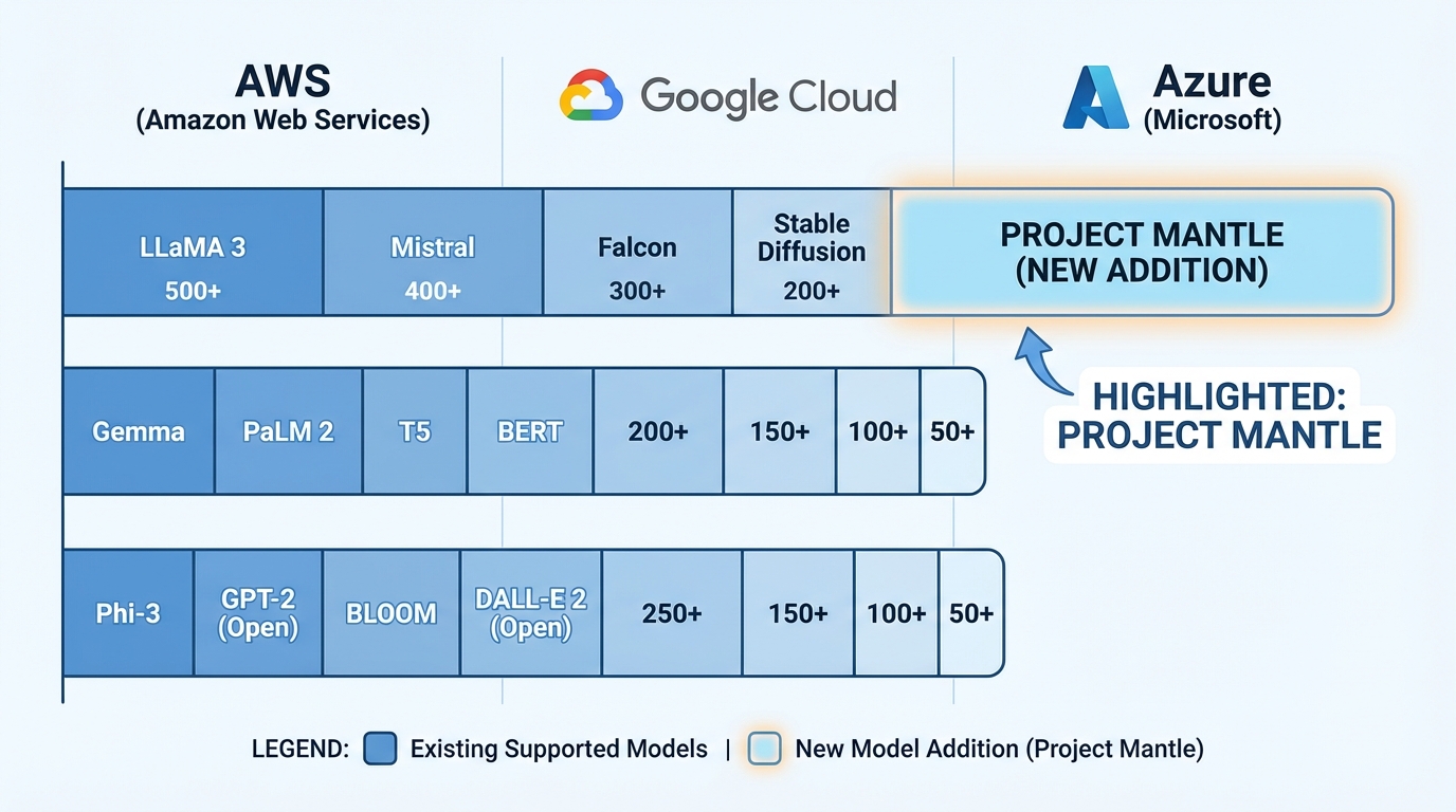 図2: 主要クラウドプラットフォームのオープンウェイトモデル対応状況