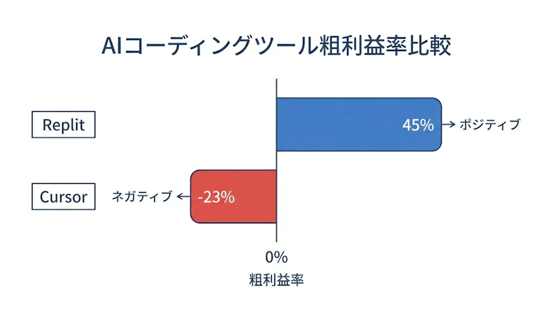 図1: AIコーディングツール主要2社の粗利益率比較