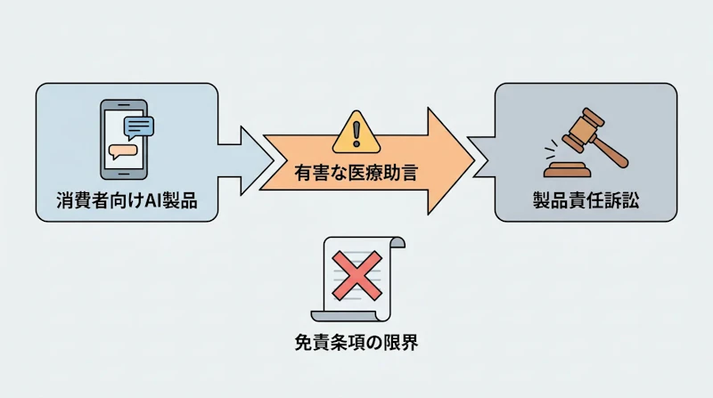図1: 製品責任訴訟の法的枠組みと免責条項の限界