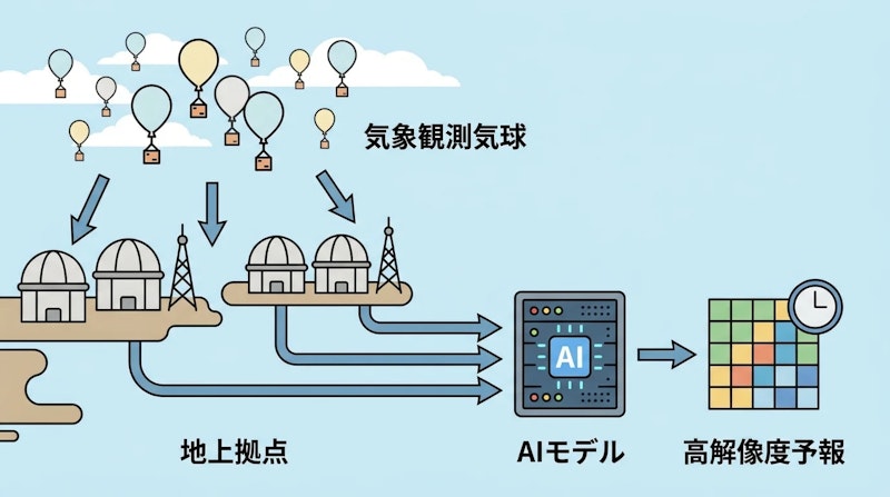 図1: WindBorne Systemsの気象予報パイプライン概要