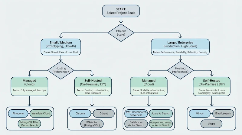 図3: スケールと運用体制に応じたベクトルDB選択フロー