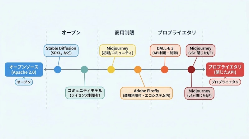 図2: オープン度で見た主要モデルの位置づけ