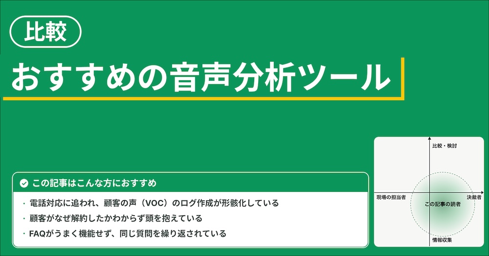VOC（音声分析）ツールおすすめ比較3選！選び方や費用、機能まで徹底解説