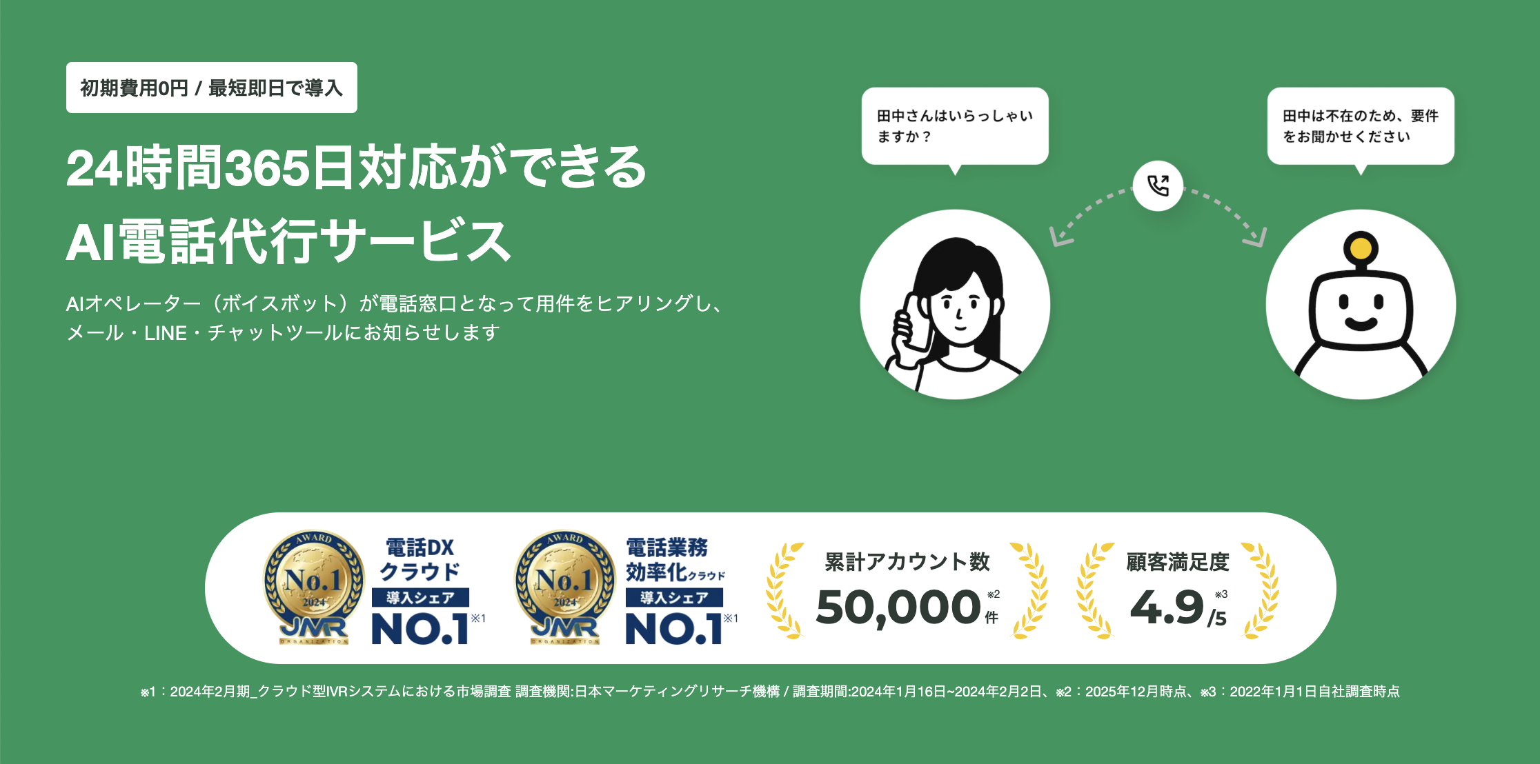 AI電話代行サービスのアイブリー | 月額3,317円〜で24時間電話対応