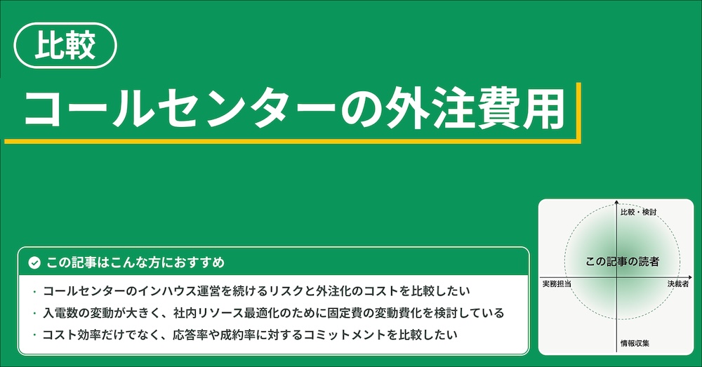 コールセンターの費用相場は？外注と内製の料金を比較解説