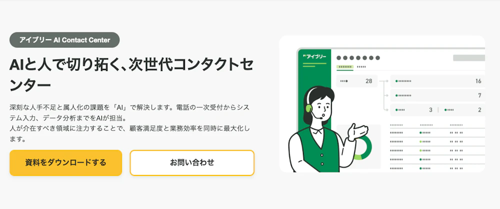 アイブリー AI Contact Centerのサービスページの画像