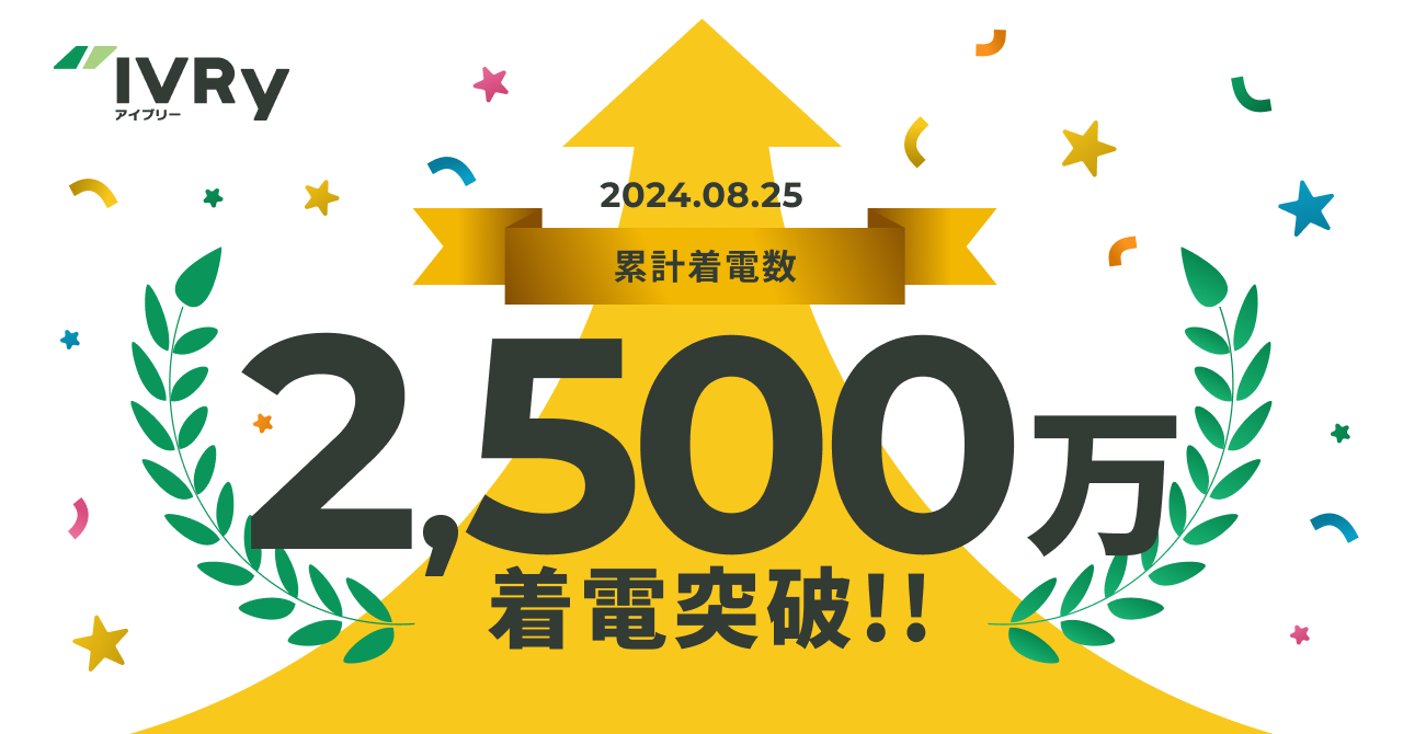 対話型音声AI SaaSのIVRy（アイブリー）、累計着電数2,500万件を突破 〜電話応答工数の総削減時間は208万時間超に〜