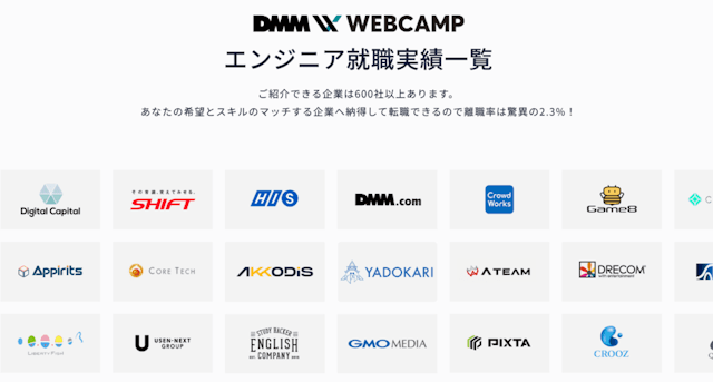 エンジニア就職実績一覧