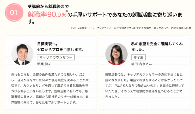 就職率90.9%の実績