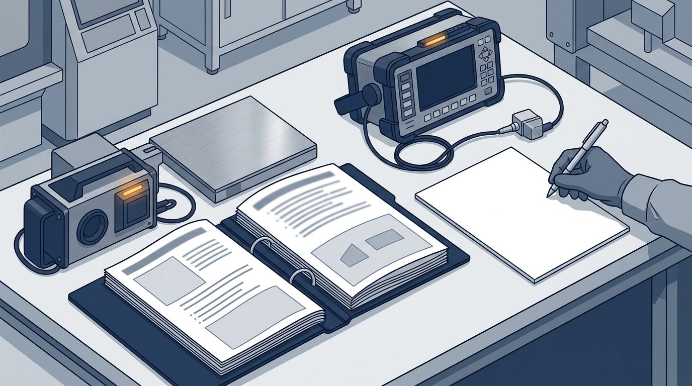 既存の手順書を規格の条項と対応させて分解し、白紙に組み直して抜けを確かめる練習の流れ