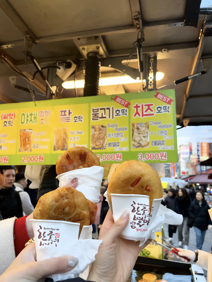 広蔵市場のホットク屋台メニュー