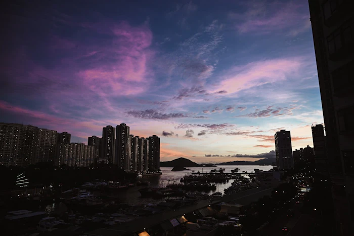香港のヴィクトリア・ハーバー夜景