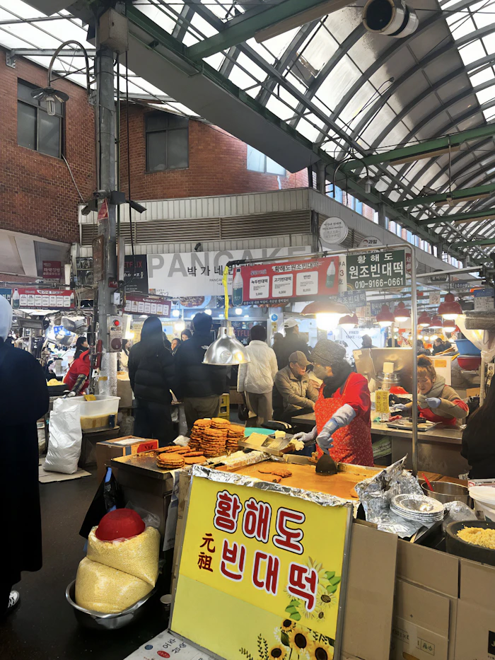 広蔵市場「황해도 원조 빈대떡」の店頭