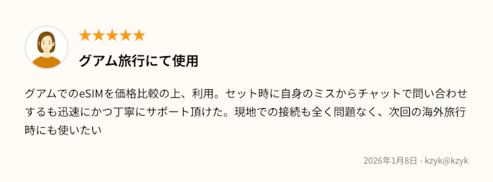 トリファの口コミ：グアム旅行にて使用