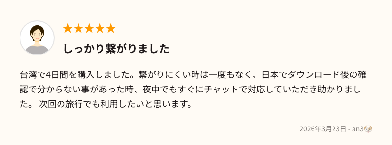 トリファの口コミ：しっかり繋がりました