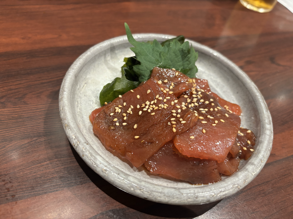 マグロ切り落としの青唐醤油づけ