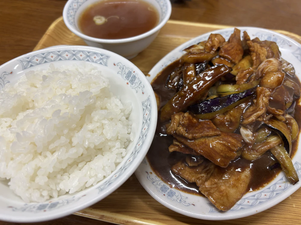 ナスと豚肉の黒味噌炒め定食