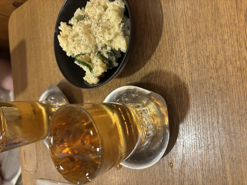 梅割りとポテトサラダ