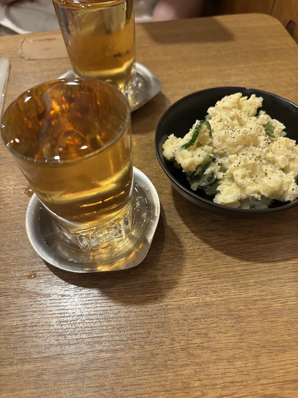 梅割りとポテトサラダ