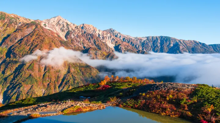 八方池と白馬三山の景色