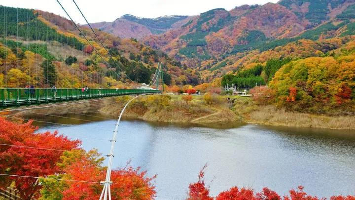 那須高原 もみじ谷大吊橋の紅葉風景
