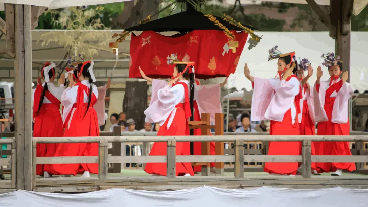 御田植神事 八乙女舞の様子