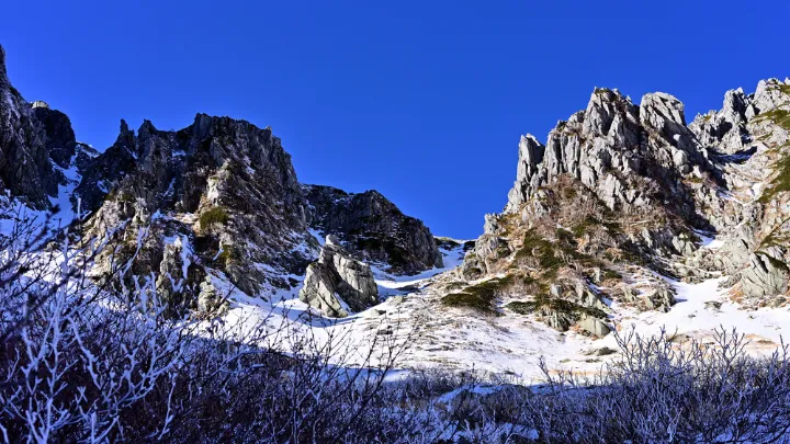 千畳敷カール 雪景色の様子