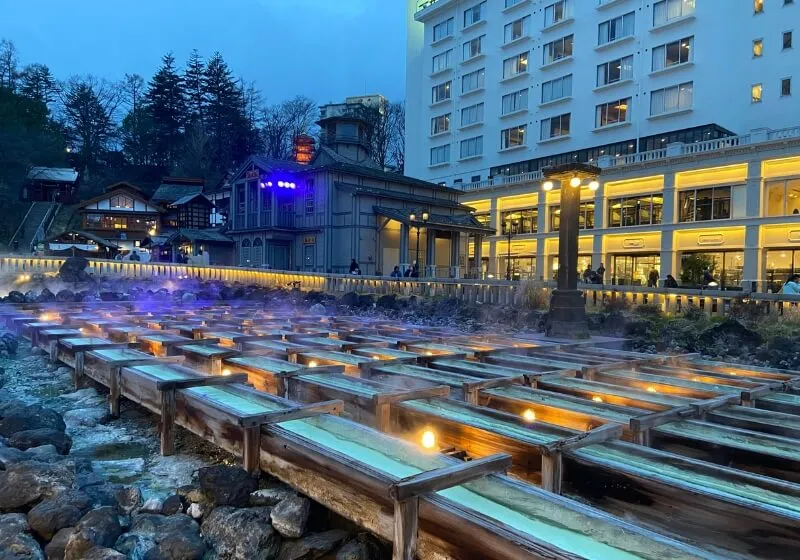 草津温泉 湯畑の様子