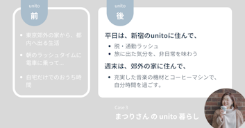 もう一つの拠点を手に入れて、東京で。｜まつりさんのunito暮らし