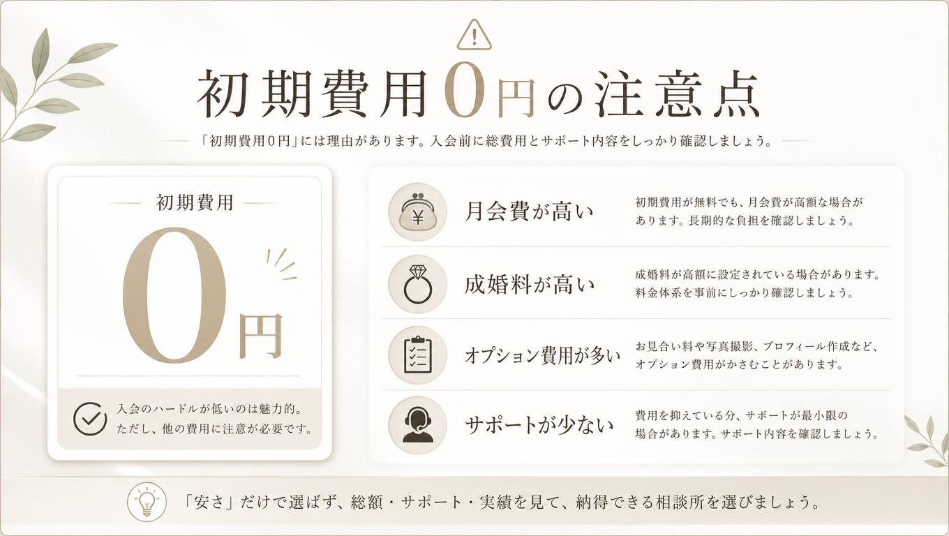 初期費用0円の注意点をまとめた図